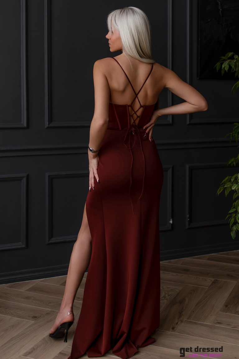 Svētku kleita Deren – kastaņsarkana