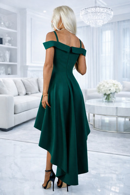 Zaļa asimetriska izlaiduma kleita Tanja