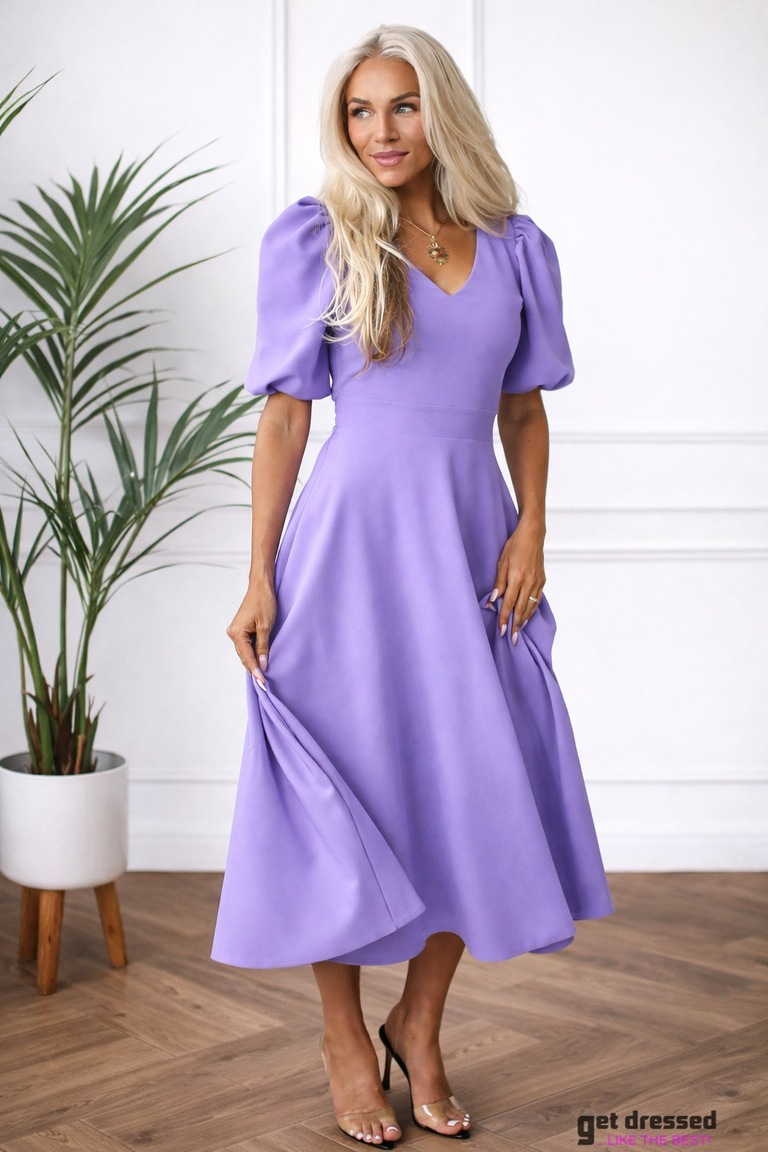 Midi kleita Deborah II – Lavandas violeta