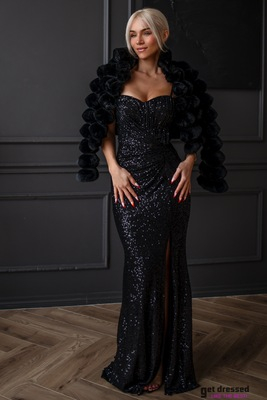 Melna grezna kažokādas jaka