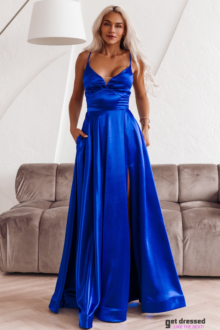 Maxi Dress Britt – Blue Satin