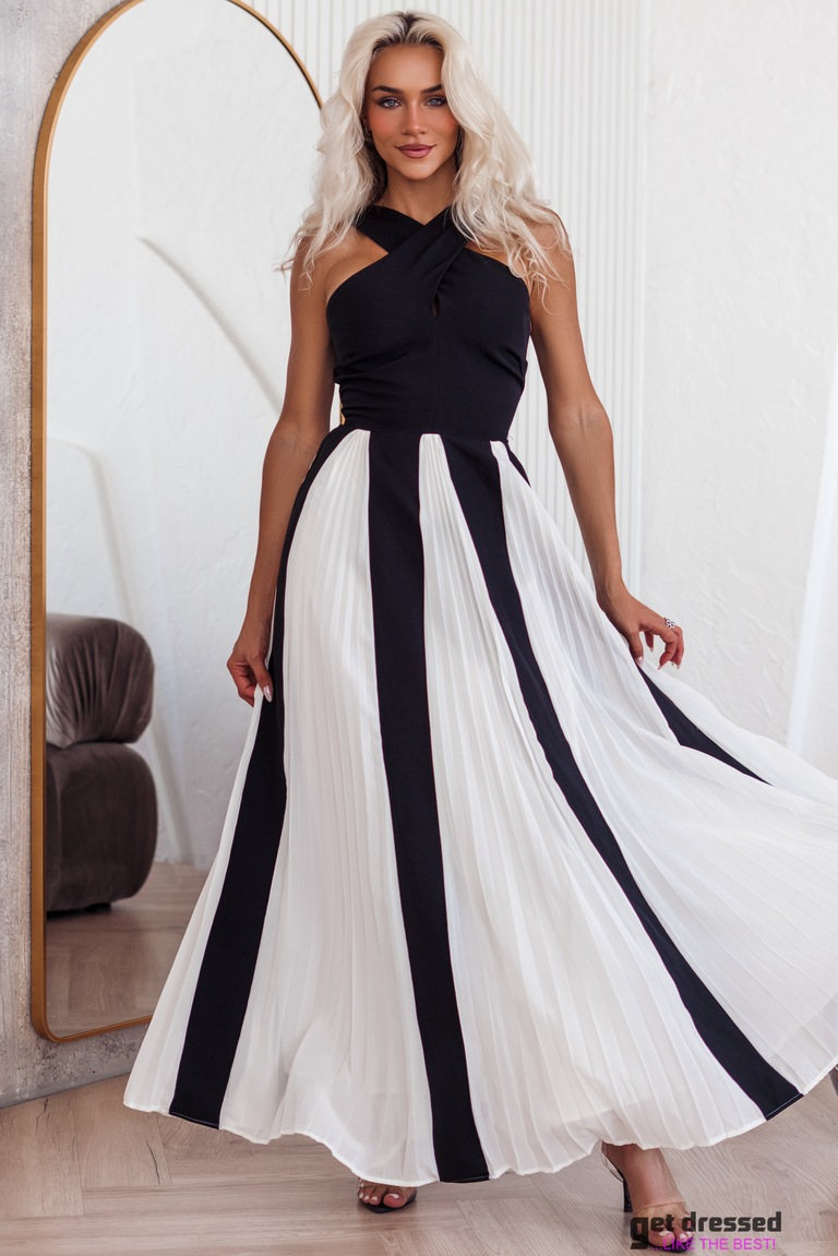 Maxi kleita Esther – Melna/balta