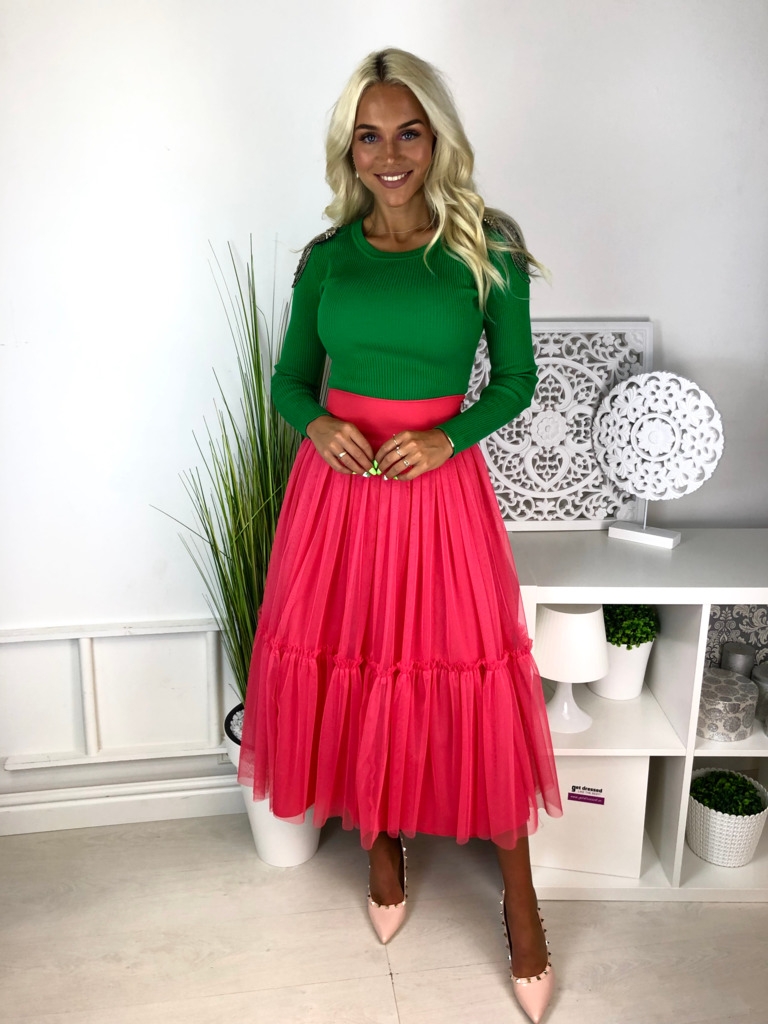 Rozā midi tilla svārki