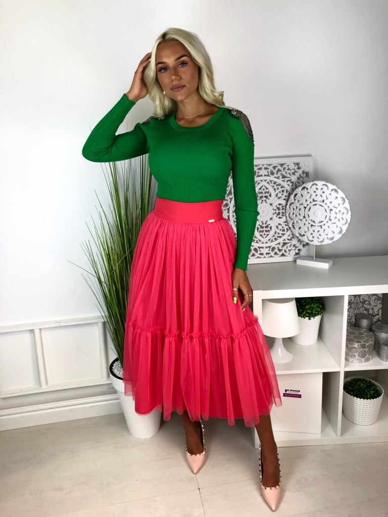 Rozā midi tilla svārki