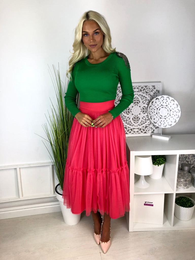 Rozā midi tilla svārki