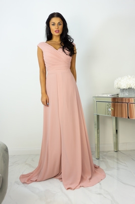 Putekļu rozā maksi kleita ar šķēlumu Teele