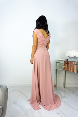 Putekļu rozā maksi kleita ar šķēlumu Teele